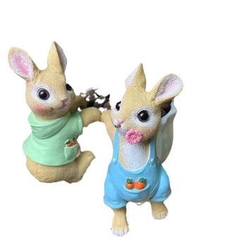 Резинова зайче градинска украса за саксия – карикатурна скулптура, декоративна фигура