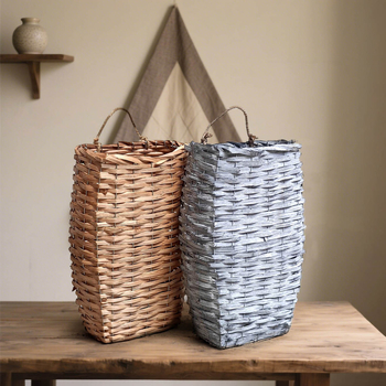 Χειροποίητο πλεκτό καλάθι από αμπέλι για τοίχο/γραφείο/δάπεδο – διακοσμητικό αποξηραμένων λουλουδιών, παραδοσιακό στυλ, αεροδιαπερατό και βιοδιασπώμενο