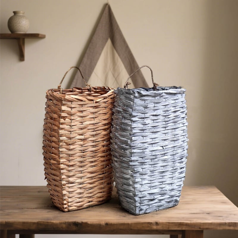 Χειροποίητο πλεκτό καλάθι από αμπέλι για τοίχο/γραφείο/δάπεδο – διακοσμητικό αποξηραμένων λουλουδιών, παραδοσιακό στυλ, αεροδιαπερατό και βιοδιασπώμενο