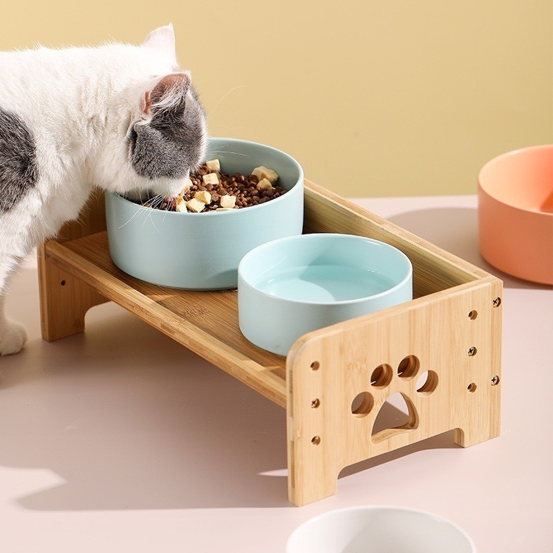 Bambus držač zdjele za mačku i stol za hranjenje — Podešavanje zaštitnika vrata, stol za hranjenje za mačke i pse; Materijal: 20213; Podrijetlo: Čaozhou; Pakiranje: 10