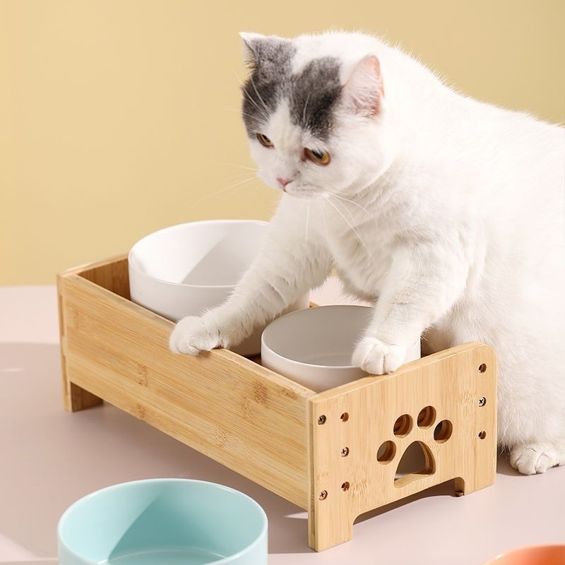 Bambus držač zdjele za mačku i stol za hranjenje — Podešavanje zaštitnika vrata, stol za hranjenje za mačke i pse; Materijal: 20213; Podrijetlo: Čaozhou; Pakiranje: 10