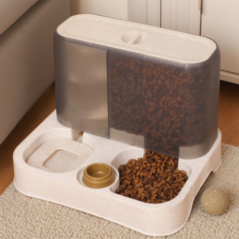 Posuda za hranjenje kućnih ljubimaca sa sporim hranjem i dispenserom vode – prozirni PP materijal, automatsko hranjenje, Lonppet branda, podrijetlo Guangdong, zdjela za mačke i pse