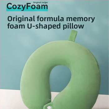 U formos kaklo pagalvė su atminties putomis, minkštas spandex dangtis, 360° kaklo stuburo palaikymas, dvigubas viršūnės palaikymas, V kampo smakro palaikymas.