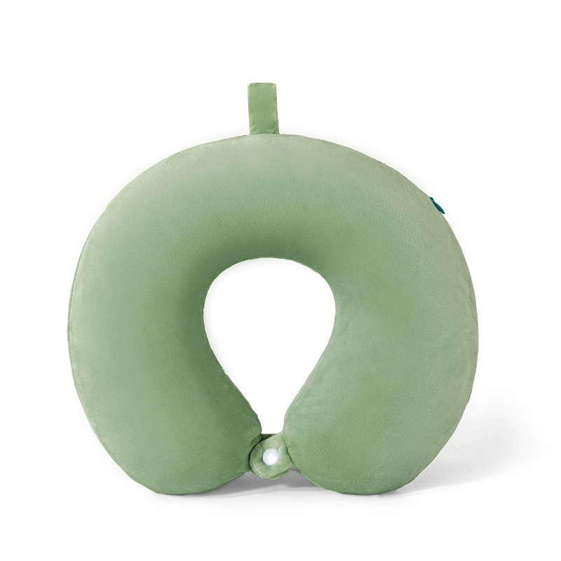 U formos kaklo pagalvė su atminties putomis, minkštas spandex dangtis, 360° kaklo stuburo palaikymas, dvigubas viršūnės palaikymas, V kampo smakro palaikymas.