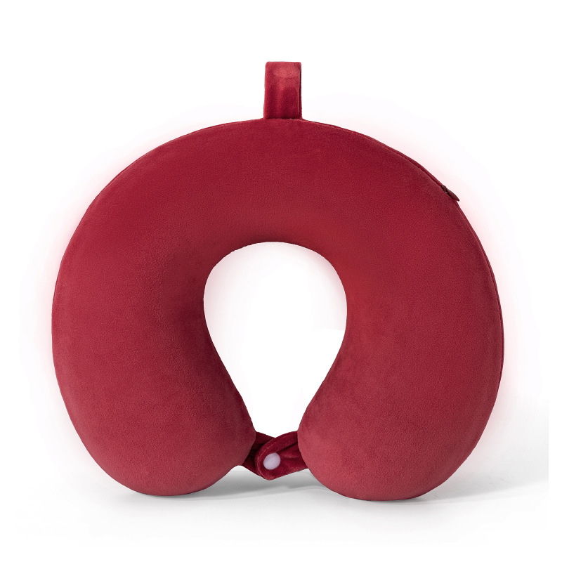 U formos kaklo pagalvė su atminties putomis, minkštas spandex dangtis, 360° kaklo stuburo palaikymas, dvigubas viršūnės palaikymas, V kampo smakro palaikymas.