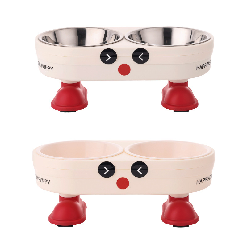 Miska za kućne ljubimce s dvostrukom zdjelom, protivklizna podloga, vanjski plastični dio i unutarnja posuda od nehrđajućeg čelika, marka Urria