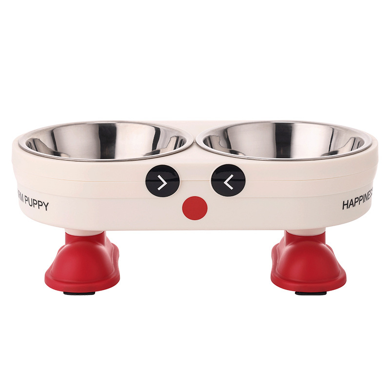 Miska za kućne ljubimce s dvostrukom zdjelom, protivklizna podloga, vanjski plastični dio i unutarnja posuda od nehrđajućeg čelika, marka Urria