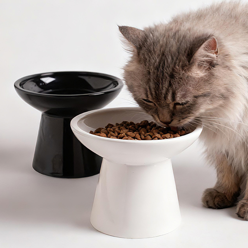 Keramička zdjela za mačke, Shuo ni, s protuvrtanjem i zaštitom vrata, podignuti stalak