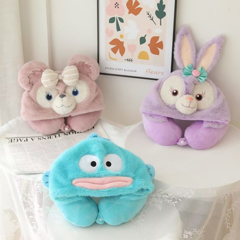 U formos pūkuotos pagalvėlė su gobtuvu Cartoon Stitch dizainu, Crystal Velvet audinys, poliesterio užpildas, suaugusiems