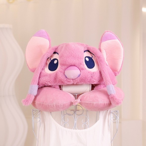 U formos pūkuotos pagalvėlė su gobtuvu Cartoon Stitch dizainu, Crystal Velvet audinys, poliesterio užpildas, suaugusiems