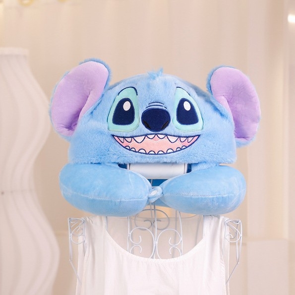 U formos pūkuotos pagalvėlė su gobtuvu Cartoon Stitch dizainu, Crystal Velvet audinys, poliesterio užpildas, suaugusiems