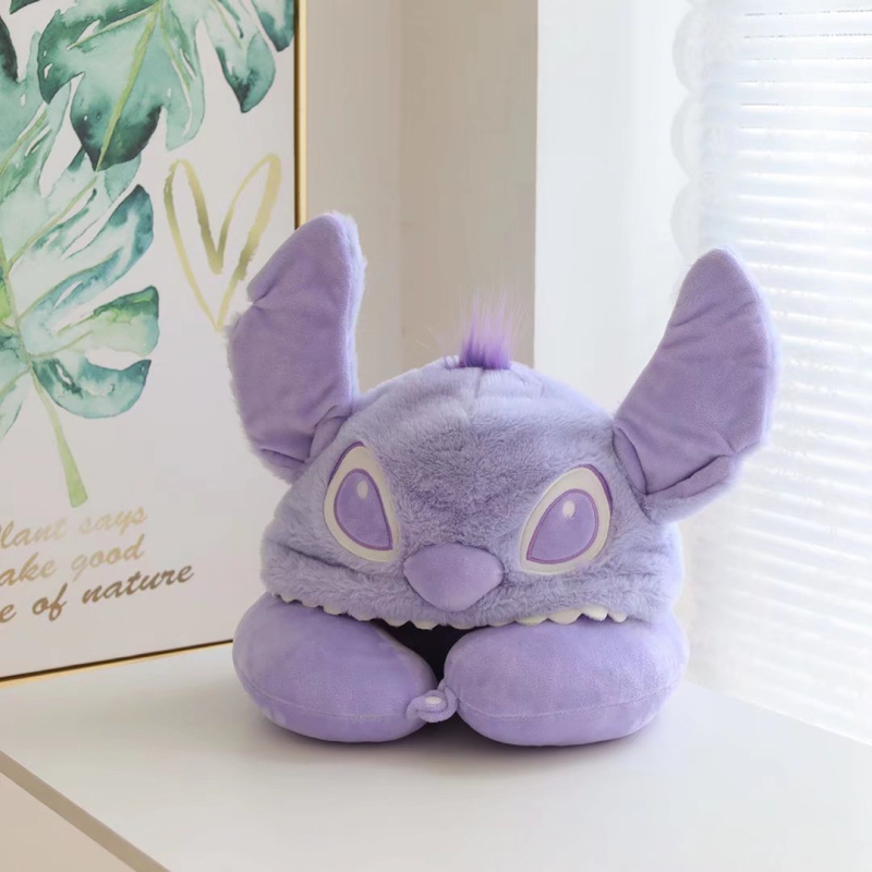 U formos pūkuotos pagalvėlė su gobtuvu Cartoon Stitch dizainu, Crystal Velvet audinys, poliesterio užpildas, suaugusiems