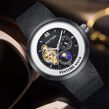 Unisex sat s tourbillonom, automatski mehanizam, silikonska narukvica, vodootpornost 30 m