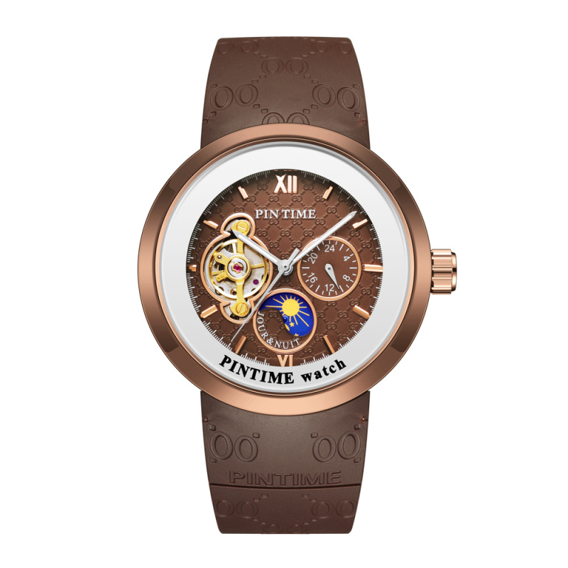 Unisex sat s tourbillonom, automatski mehanizam, silikonska narukvica, vodootpornost 30 m