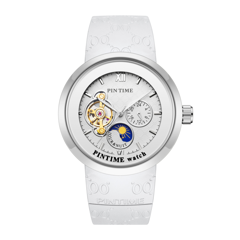 Unisex sat s tourbillonom, automatski mehanizam, silikonska narukvica, vodootpornost 30 m