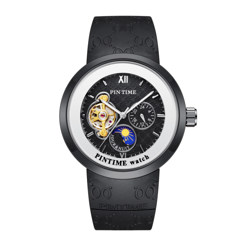 Unisex sat s tourbillonom, automatski mehanizam, silikonska narukvica, vodootpornost 30 m