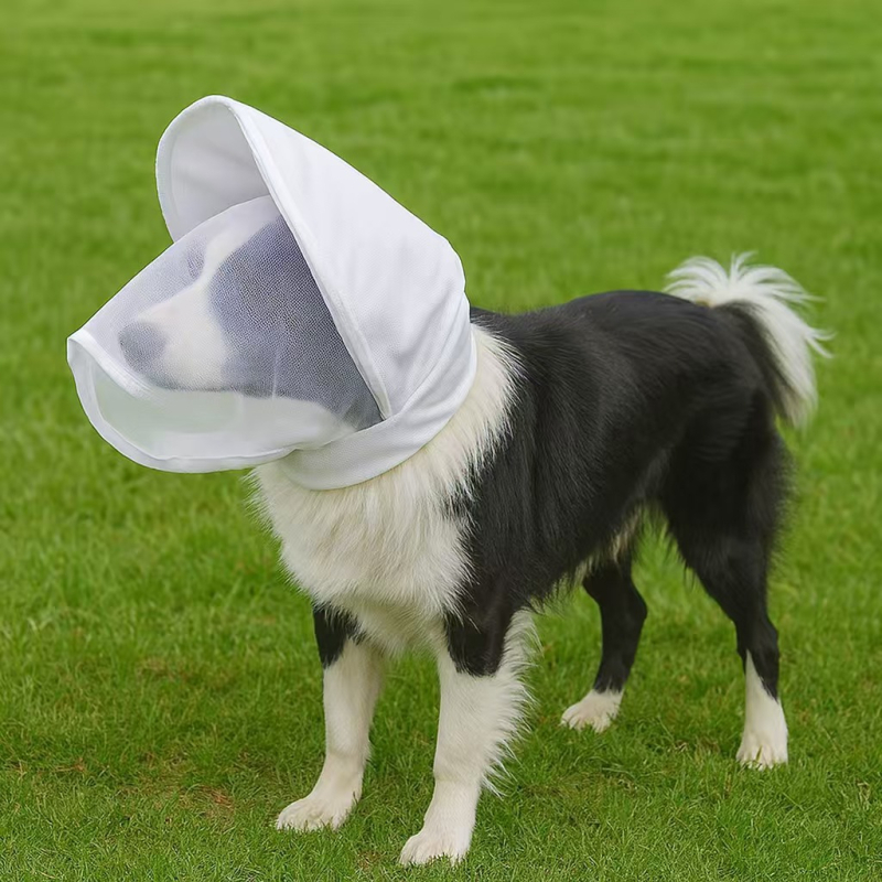 Maska za pseću glavu s zaštitom od komaraca i ušnim štitnicima — poliester, pakiranje 200 kom.