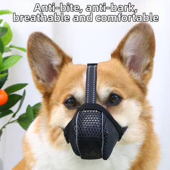 Náhubok pre psa s kompletným krytím, priedušná sieťka, proti hryzeniu a štekaniu, vhodné pre Corgi a Shiba Inu