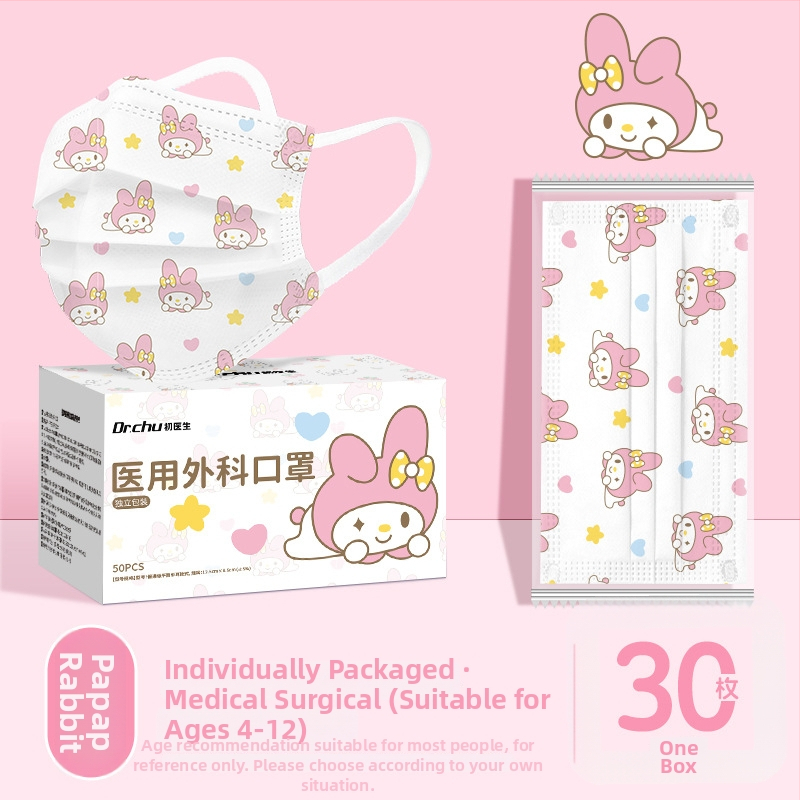 Doctor Chu laste meditsiiniline kirurgiline mask — ühekordne, materjal: mittekootud kiud + Meltblown, stiil: käsitsi joonistatud