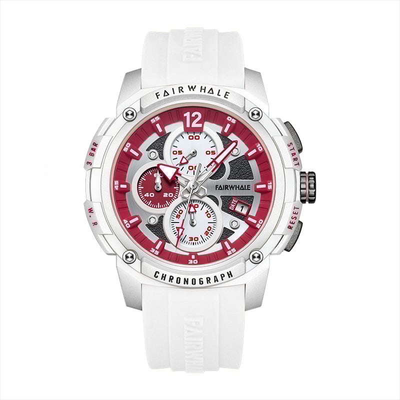 Mark Fairwhale kvarcs karóra kronográf, naptár, 30M vízállóság, műgyanta tokozat, szilikon szíj