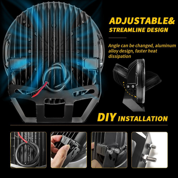 Autó LED munkalámpa, 384W, alumíniumötvözet test, 9-30V, univerzális kompatibilitás, kör alakú spotlámpa