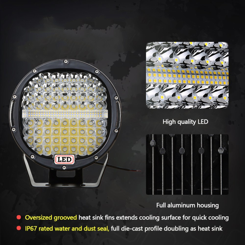 Autó LED munkalámpa, 384W, alumíniumötvözet test, 9-30V, univerzális kompatibilitás, kör alakú spotlámpa