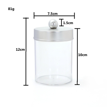 Pamutpálcás tároló – akril, kör alakú, átlátszó, bambusz fedél, testreszabható