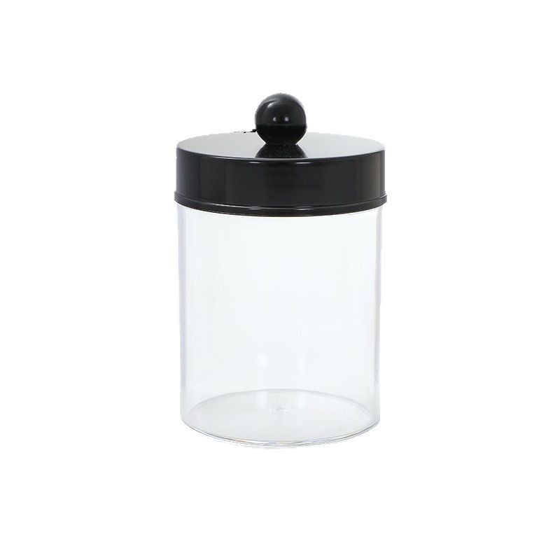 Pamutpálcás tároló – akril, kör alakú, átlátszó, bambusz fedél, testreszabható