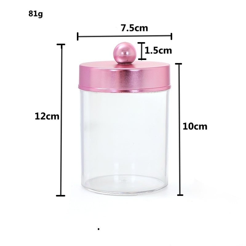 Pamutpálcás tároló – akril, kör alakú, átlátszó, bambusz fedél, testreszabható