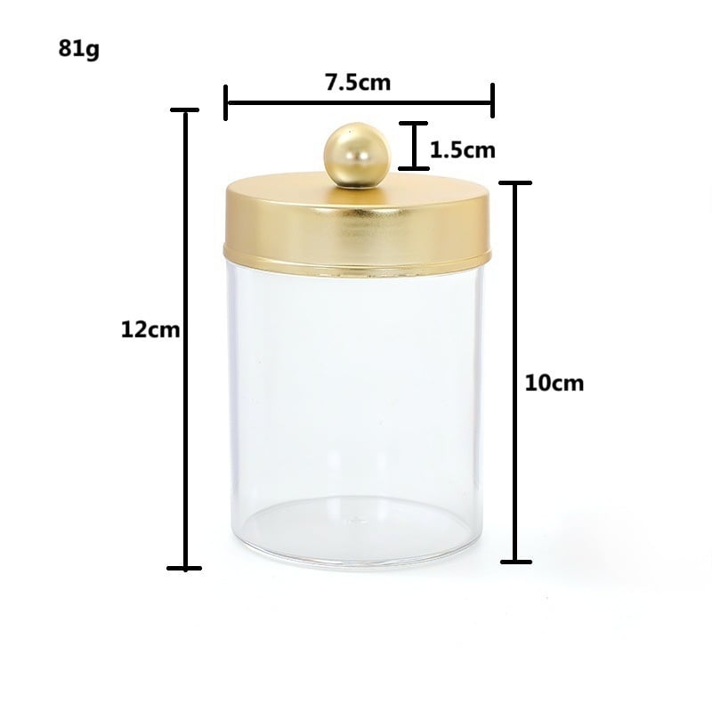 Pamutpálcás tároló – akril, kör alakú, átlátszó, bambusz fedél, testreszabható