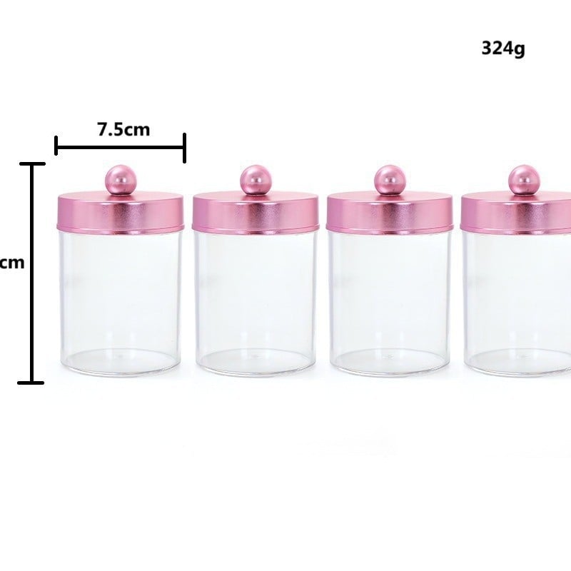 Pamutpálcás tároló – akril, kör alakú, átlátszó, bambusz fedél, testreszabható