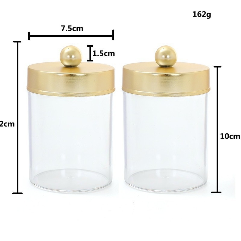 Pamutpálcás tároló – akril, kör alakú, átlátszó, bambusz fedél, testreszabható