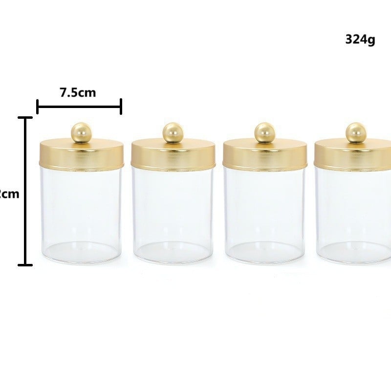 Pamutpálcás tároló – akril, kör alakú, átlátszó, bambusz fedél, testreszabható