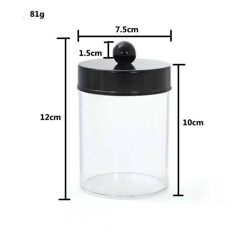 Pamutpálcika tároló doboz, akril, porvédett fedél, modern minimalista átlátszó dizájn, logónyomtatás és testreszabás elérhető