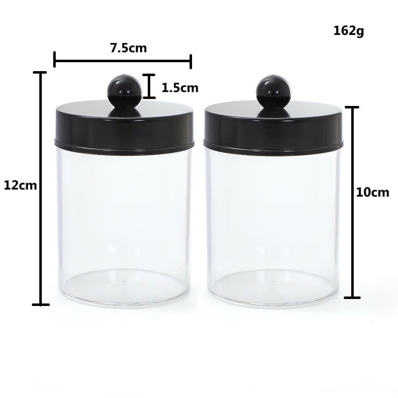 Pamutpálcika tároló doboz, akril, porvédett fedél, modern minimalista átlátszó dizájn, logónyomtatás és testreszabás elérhető