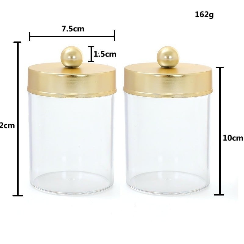 Pamutpálcika tároló doboz, akril, porvédett fedél, modern minimalista átlátszó dizájn, logónyomtatás és testreszabás elérhető