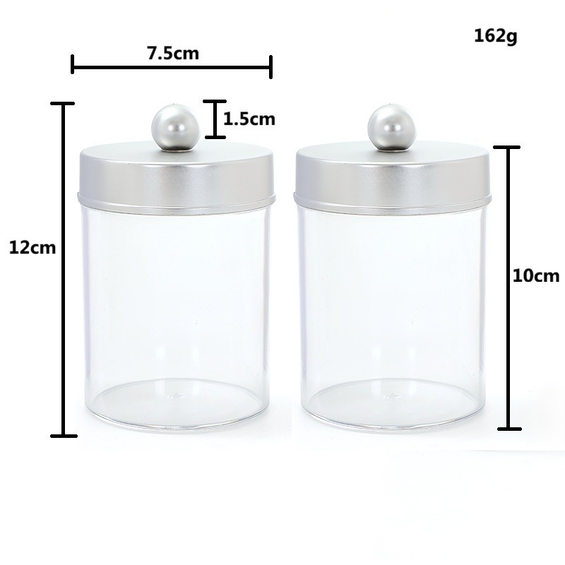 Pamutpálcika tároló doboz, akril, porvédett fedél, modern minimalista átlátszó dizájn, logónyomtatás és testreszabás elérhető