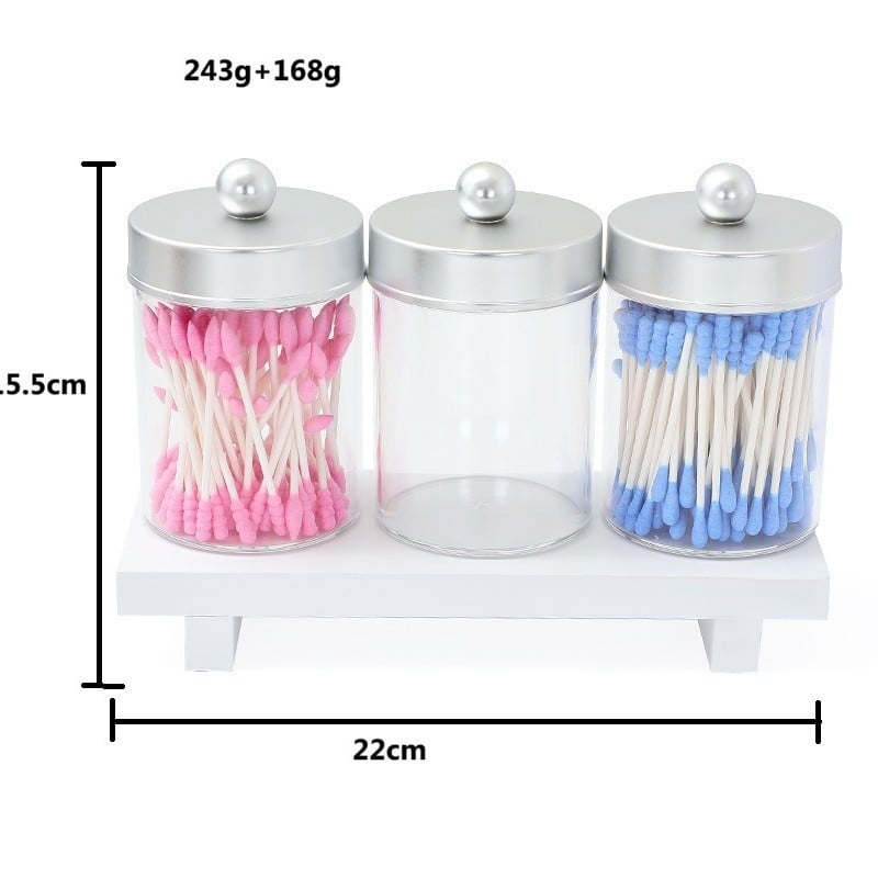 Pamutpálcika tároló doboz, akril, porvédett fedél, modern minimalista átlátszó dizájn, logónyomtatás és testreszabás elérhető