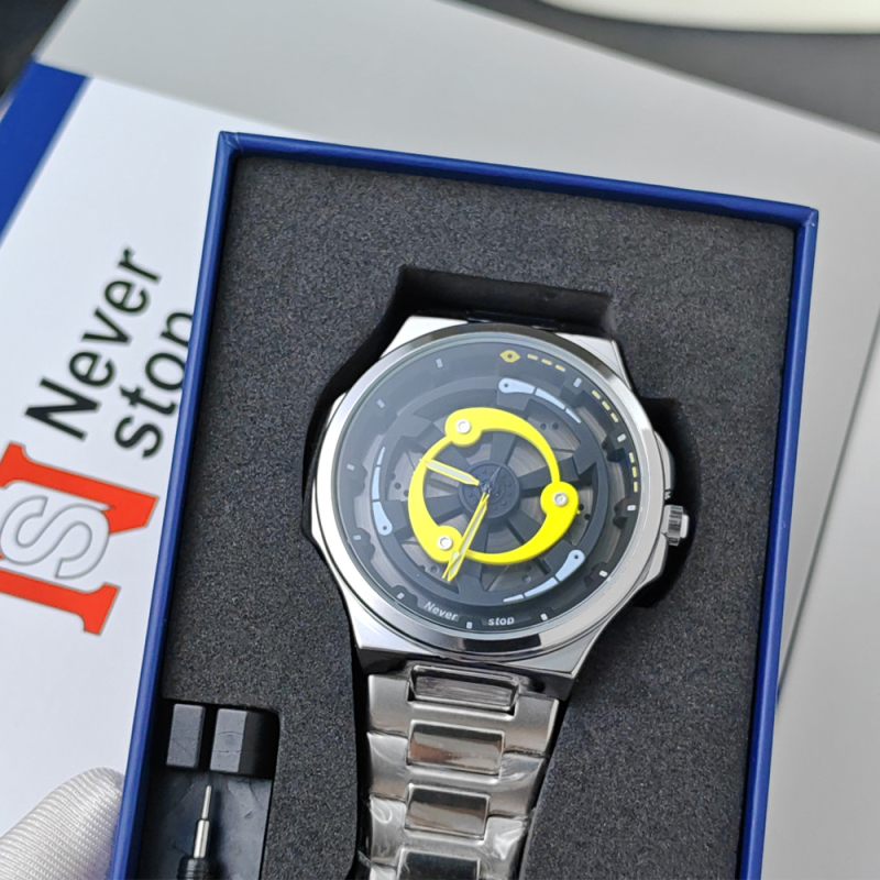 Kvarc karóra naptárral, analóg-digitális kijelzővel, 3ATM vízállóság, rozsdamentes acél szíj