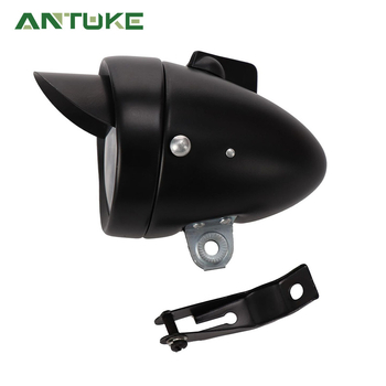 Lampa frontală de bicicletă cu vizier, stil retro, pentru bicicletă de plajă, înaltă luminozitate, rază lungă, 1 LED, corp metalic