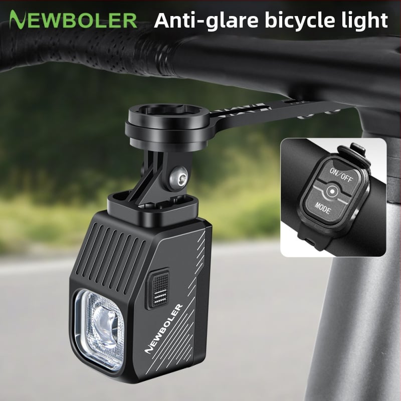 NEWBOLER Bezdrôtové svetlo na bicykel s diaľkovým ovládaním, vysoký/nízky lúč, ohraničujúca čiara, zavesené pod svetlom, pre nočnú jazdu na cestnom a horskom bicykli