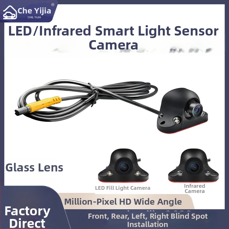 Auto kamera pre bočný slepý uhol s LED senzorom a automatickým doplnkovým osvetlením, inštalácia bez poškodenia, pravá strana (12V, 640x480, nastaviteľný uhol 90-140°, CVBS, 5W)