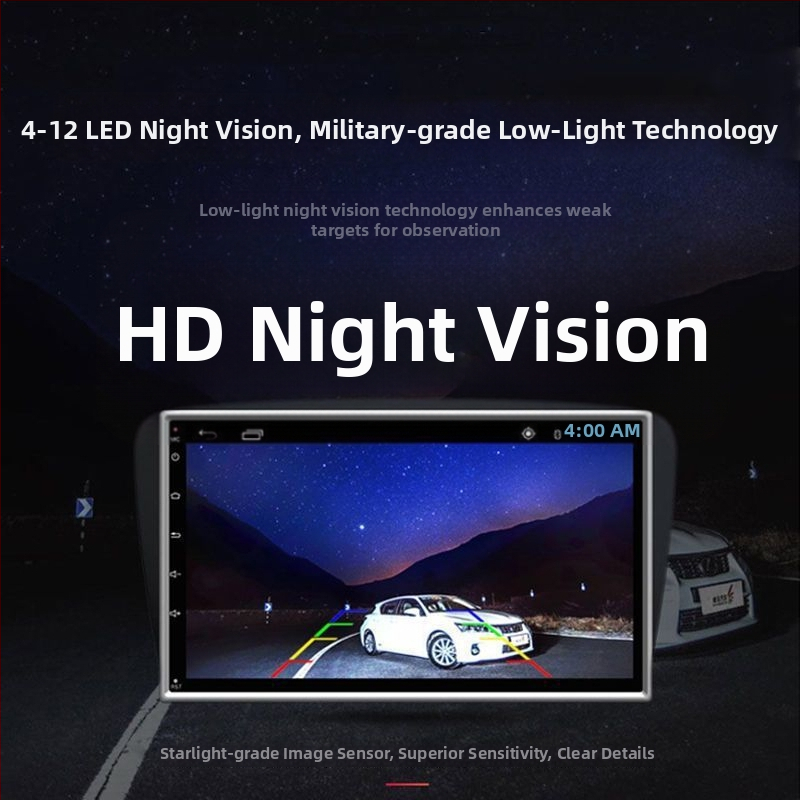 Kamera pre spätné videnie do auta - vodotesná, 720P HD, nočné videnie, objektív v štýle lotosu, LED svetlá 4/8.