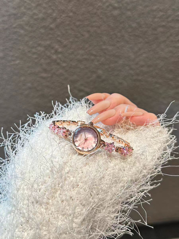 Dishido ženski kvarcni sat s rhinestones, brojčanik 20 mm, debljina 6,5 mm, okrugla kućišta, vodootpornost 10 m