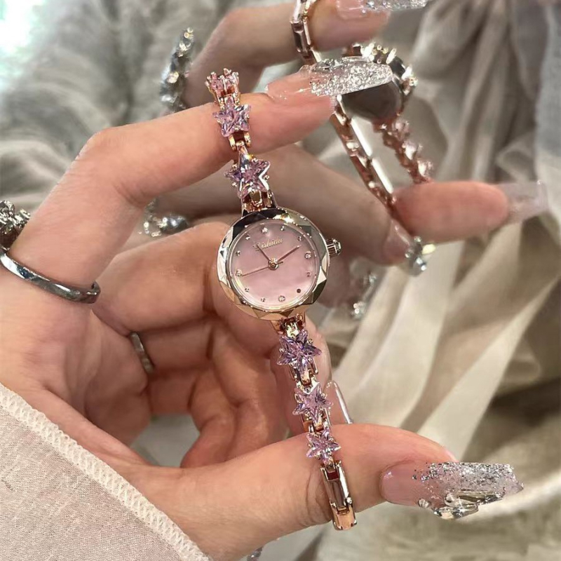Dishido ženski kvarcni sat s rhinestones, brojčanik 20 mm, debljina 6,5 mm, okrugla kućišta, vodootpornost 10 m