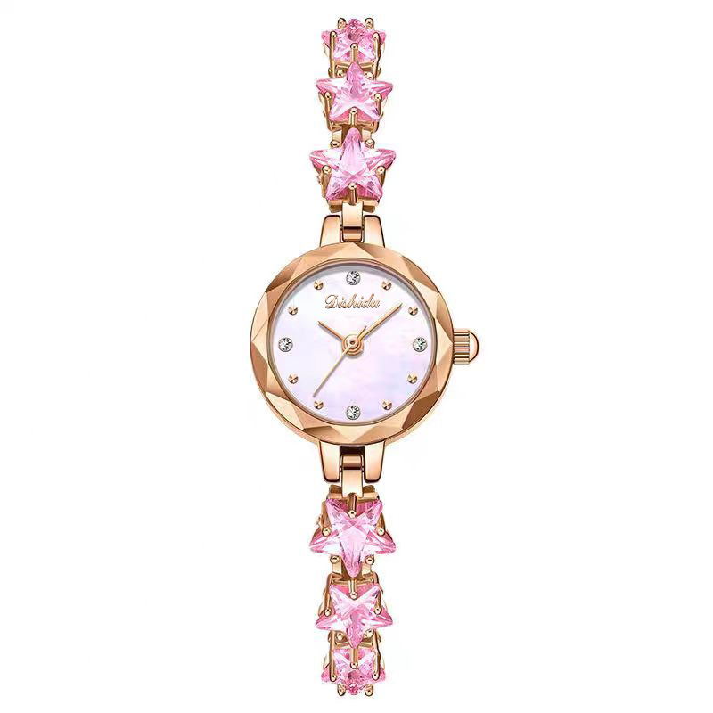 Dishido ženski kvarcni sat s rhinestones, brojčanik 20 mm, debljina 6,5 mm, okrugla kućišta, vodootpornost 10 m