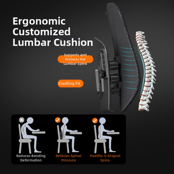 Podložka bedrovej podpory — ergonomický dizajn, priedušný sieťovinový materiál, výplň z polyestrových vlákien, prispôsobiteľné, šitie splicing