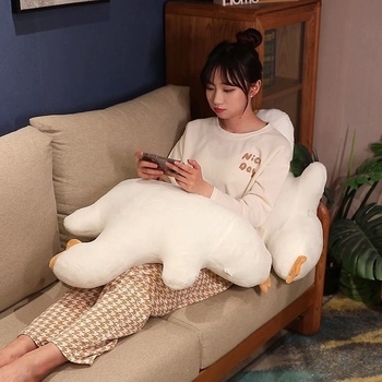 Perna lombară cu design de gâscă desen animat, pentru ședere îndelungată, țesătură pluș, umplutură PP bumbac, broderie, potrivită pentru femeile însărcinate.