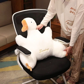 Perna lombară cu design de gâscă desen animat, pentru ședere îndelungată, țesătură pluș, umplutură PP bumbac, broderie, potrivită pentru femeile însărcinate.