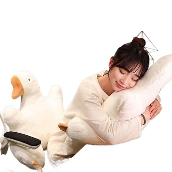 Perna lombară cu design de gâscă desen animat, pentru ședere îndelungată, țesătură pluș, umplutură PP bumbac, broderie, potrivită pentru femeile însărcinate.